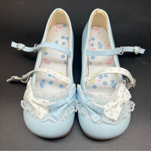 blue Lolita shoes size 9.5，blue princess shoes
